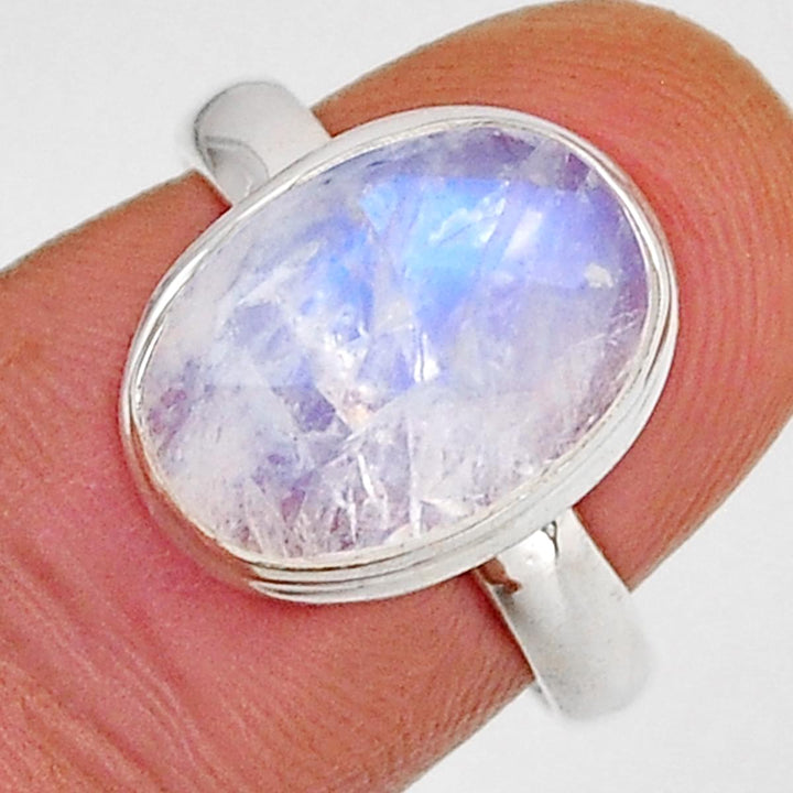 Faceted Rainbow Moonstone Ring