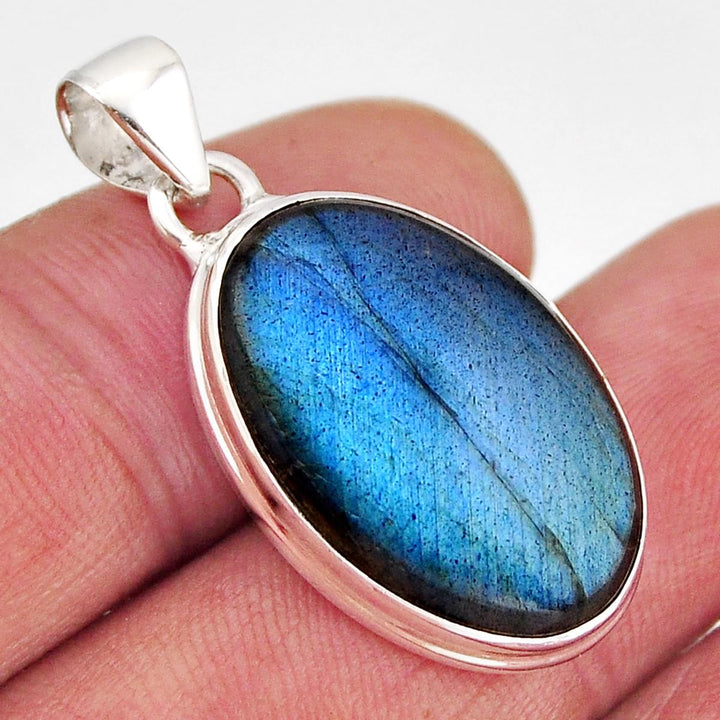 Blue Fire Labradorite Oval Pendant