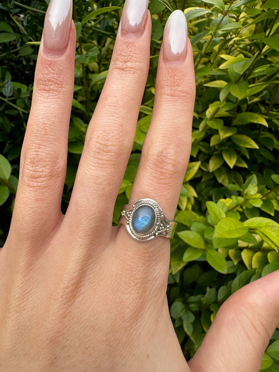 Sterling Silver Blue Fire Labradorite Ring