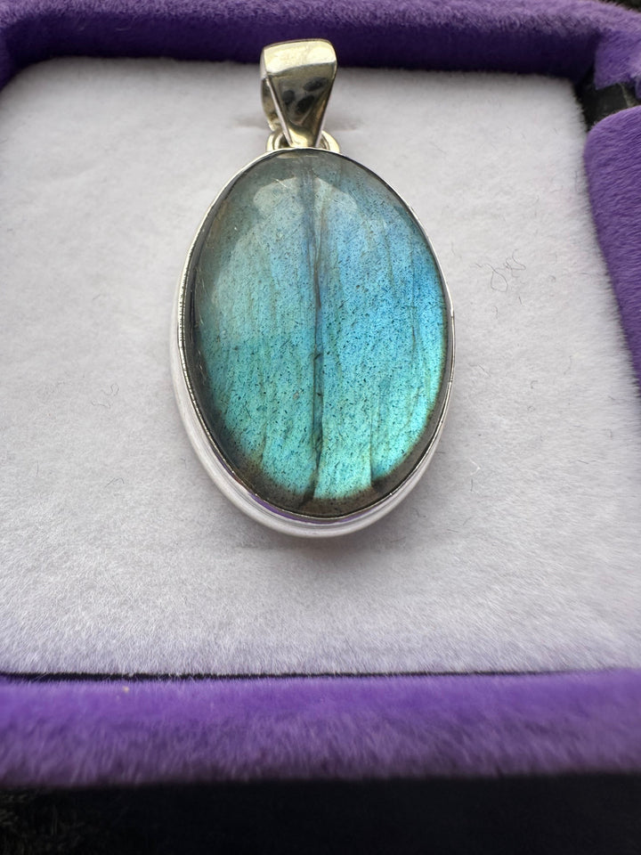 Blue Fire Labradorite Oval Pendant