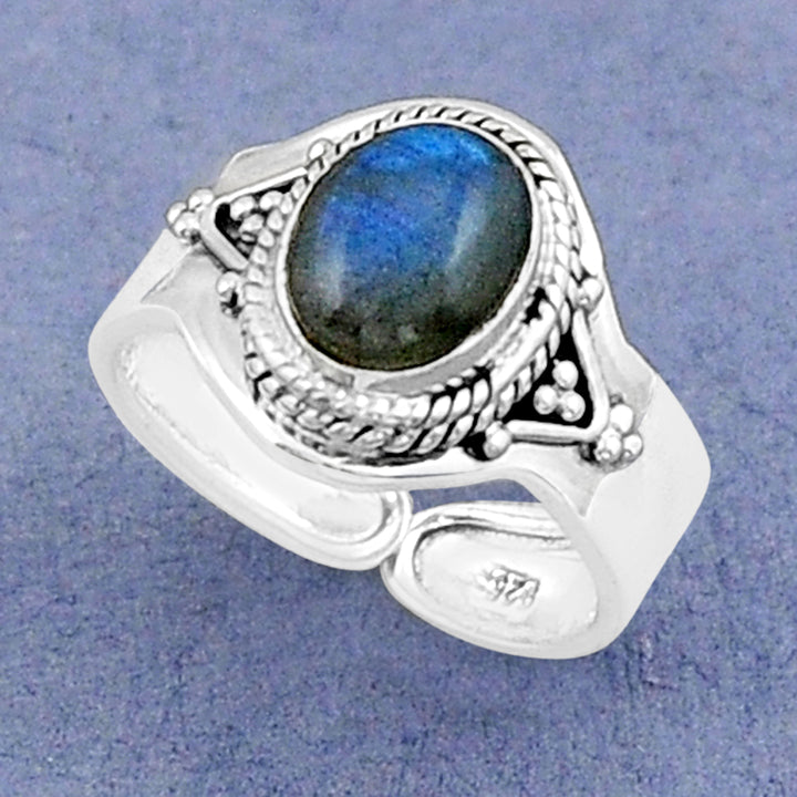 Sterling Silver Blue Fire Labradorite Ring